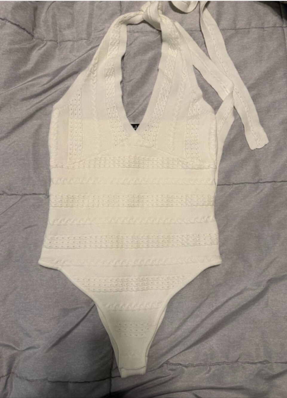 Lulu's Cream Knit One-Piece Bodysuit
